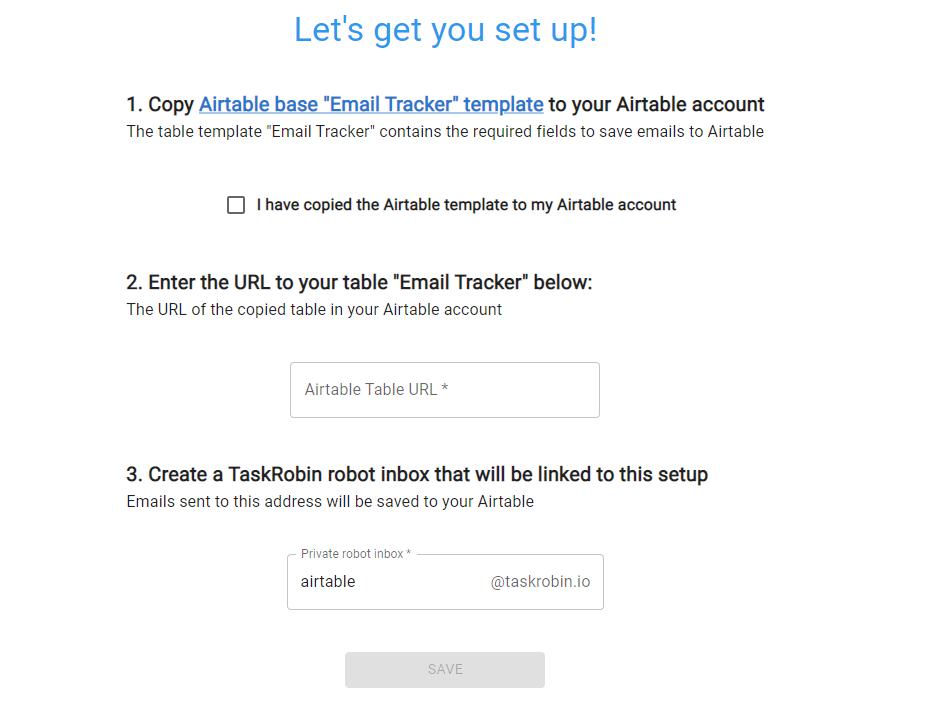 Save emails to Airtable with TaskRobin Part 2
