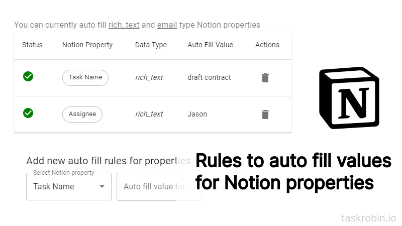 Automatically fill in custom properties with custom values