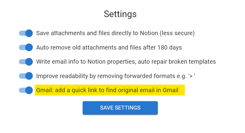 TaskRobin can quick link saved emails to Gmail