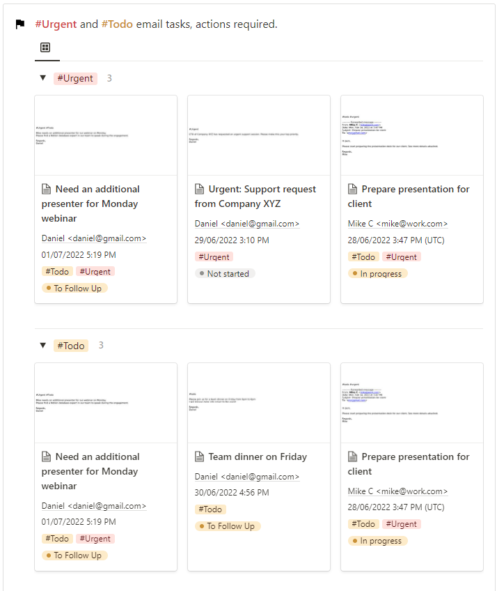 Manage priority emails in Notion