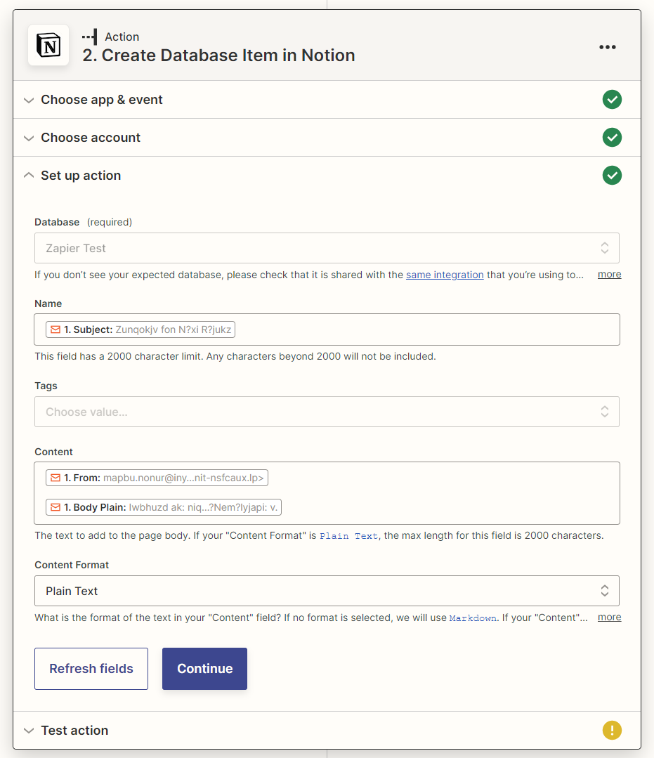 Zapier Notion onboarding form